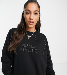 Черный свитшот с круглым вырезом и заклепками Russell Athletic-Черный цвет
