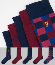 Набор из 5 пар бордовых носков Farah Asthorpe-Красный