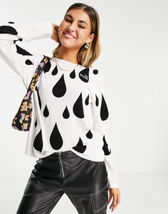 Белый джемпер с принтом дождевых капель Love Moschino