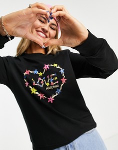 Черный свитшот с логотипом в виде сердца из цветов Love Moschino-Черный цвет
