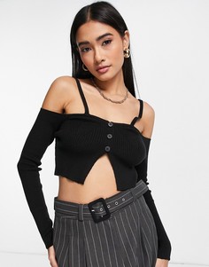 Черный кардиган с открытыми плечами ASOS DESIGN-Черный цвет