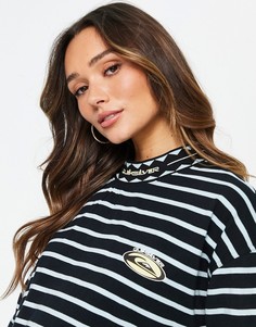 Укороченная футболка в синюю и черную полоску Quiksilver-Голубой
