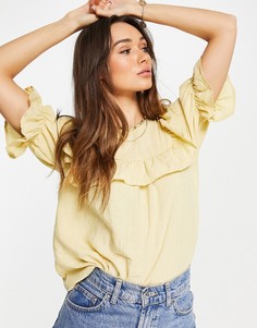 Желтая блузка с оборками Vila-Желтый