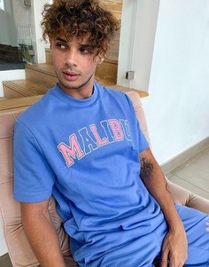 Голубой свитшот с короткими рукавами и надписью "Malibu" от комплекта ASOS DESIGN