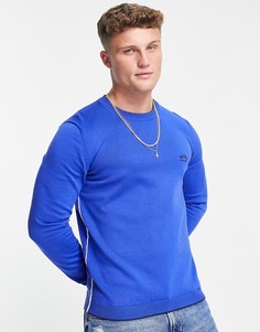 Джемпер с круглым вырезом и логотипом BOSS Athleisure Riston-Голубой