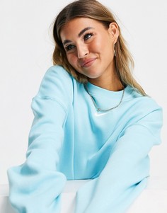 Синий укороченный свитшот в стиле oversized с маленьким логотипом-галочкой Nike-Голубой