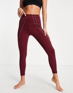 Бордовые леггинсы длиной 7/8 с металлической отделкой Nike Yoga-Красный