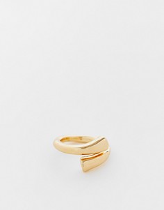 Золотистое массивное кольцо с минималистичным дизайном DesignB London-Золотистый