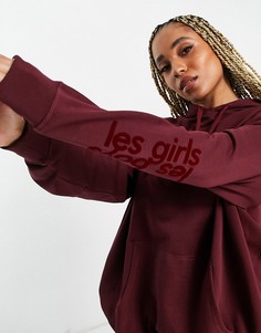 Бордовый худи в стиле oversized Les Girls Les Boys-Красный