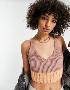 Розовый вязаный кроп-топ Free People Here All Day-Розовый цвет