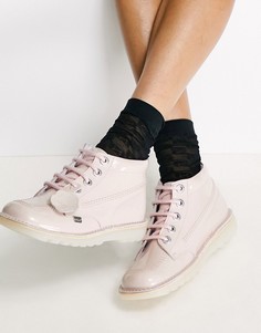 Розовые лаковые кожаные ботинки Kickers Kick Hi-Розовый цвет