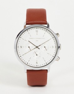 Классические часы светло-коричневого цвета с кожаным ремешком French Connection-Коричневый цвет