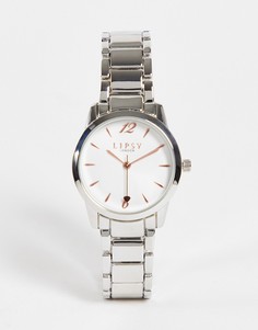 Серебристые часы с металлическим браслетом Lipsy-Серебристый