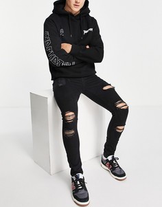 Темно-серые зауженные джинсы с рваной отделкой Brave Soul-Серый