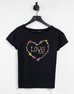 Черная футболка с логотипом в форме сердца Love Moschino-Черный цвет