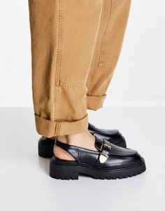 Черные лоферы на плоской массивной подошве с ремешком на пятке ASOS DESIGN Malik-Черный цвет
