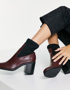 Бордовые ботильоны на блочном каблуке с заклепками ASOS DESIGN Ruby-Красный