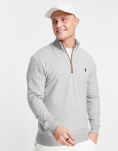 Серый меланжевый джемпер с логотипом и молнией Polo Ralph Lauren Golf