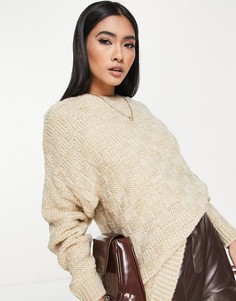 Бежевый джемпер с круглым вырезом и фактурным узором ASOS DESIGN-Светло-бежевый цвет