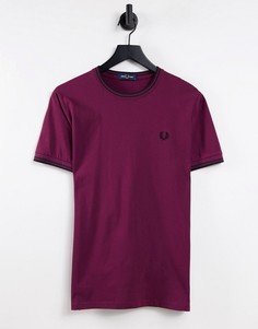 Бордовая футболка с двойным кантом Fred Perry-Красный