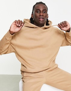 Бежевый oversized-худи со вставками в рубчик от комплекта ASOS DESIGN-Коричневый цвет