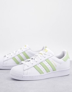 Бело-зеленые кроссовки adidas Originals Superstar-Белый