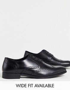 Черные оксфордские кожаные туфли-броги ASOS DESIGN-Черный цвет