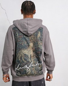 Темно-серый oversized-худи с гобеленовым графическим принтом на спине и логотипами ASOS Dark Future