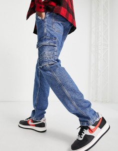 Выбеленные свободные джинсы карго прямого кроя Tommy Jeans Ethan-Голубой