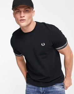 Черная футболка с меланжевым кантом Fred Perry-Черный цвет
