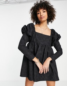 Жаккардовое платье мини с акцентными рукавами Topshop-Разноцветный