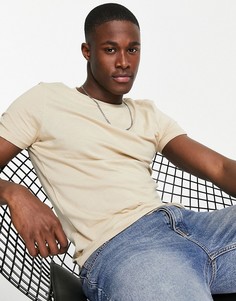 Светло-бежевая обтягивающая футболка New Look-Нейтральный