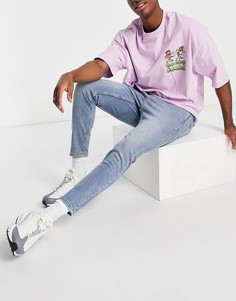 Светлые суженные книзу эластичные джинсы Topman-Голубой