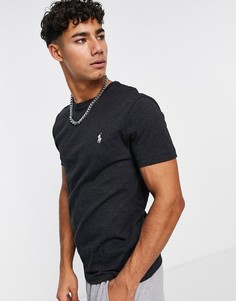 Черная меланжевая футболка с фирменным логотипом Polo Ralph Lauren-Черный цвет