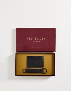 Подарочный набор из визитницы и брелока из черной кожи Ted Baker-Черный цвет