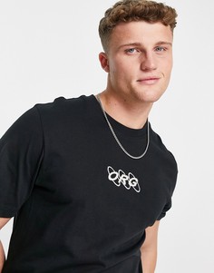 Черная футболка в стиле oversized с принтом ORG на спине Jack & Jones Originals-Черный цвет