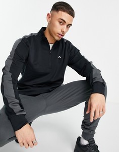 Черный свитшот на молнии длиной 1/4 Jack & Jones Performance-Черный цвет