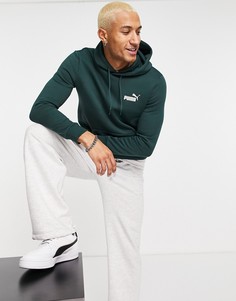 Темно-зеленый худи с маленьким логотипом Puma Essentials-Зеленый цвет