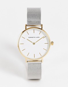Женские часы с сетчатым ремешком серебристого и золотистого цвета Christian Lars-Серебристый