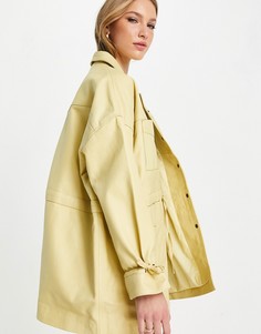 Кожаная куртка сливочного цвета со шнурком на талии Muubaa Alep-Желтый