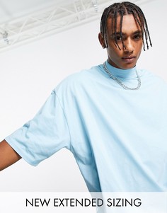 Голубая oversized-футболка с высоким воротом ASOS DESIGN-Голубой