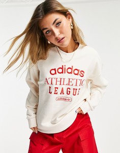 Светлый свитшот с надписью adidas Originals Retro Luxury-Белый