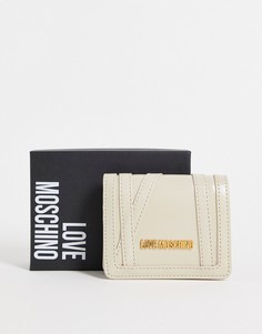 Маленький складываемый кошелек цвета слоновой кости Love Moschino-Белый