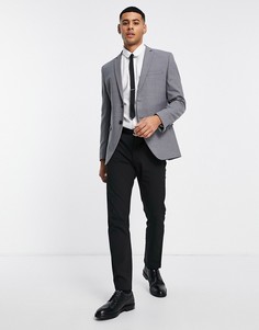 Серый приталенный пиджак из эластичной смесовой шерстяной ткани Jack & Jones Premium