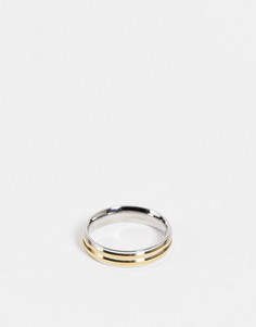 Серебристое и золотистое двухцветное кольцо из нержавеющей стали ASOS DESIGN-Разноцветный