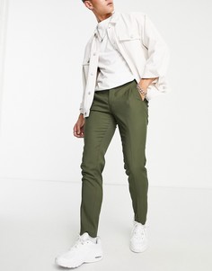 Зеленые узкие брюки из эластичного материала с добавлением шерсти Jack & Jones Premium-Зеленый цвет