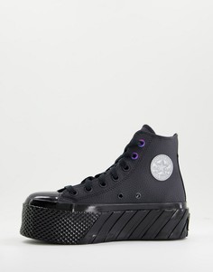 Черные кожаные кроссовки на двойной платформе Coverse Chuck Taylor-Черный цвет Converse