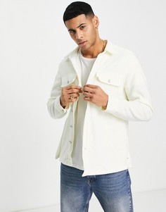 Светлая рубашка навыпуск из флиса Topman-Светло-бежевый цвет