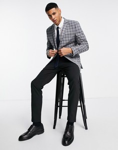 Серый приталенный пиджак в клетку Jack & Jones Premium
