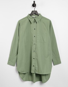 Зеленая удлиненная oversized-рубашка Only-Зеленый цвет